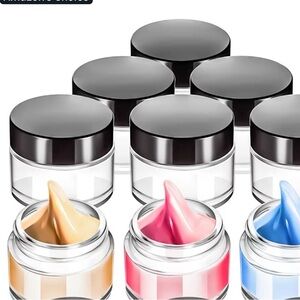 Set of 6 clear glass Jars for cosmetic/skincare products. Travel size 30 ml